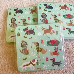 NWT Holiday Dog and Cat Theme Drink Coasters